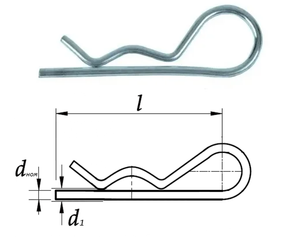 Шплінт пружинний одинарний (форма E) d.5 (6мм) нерж. сталь А2 DIN 11024